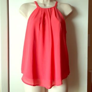 Coral chiffon double layer sleepless blouse