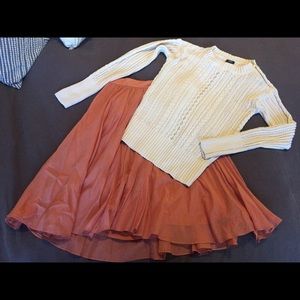 J Crew Cable Knit Zip Shoulder Crewneck Sweater
