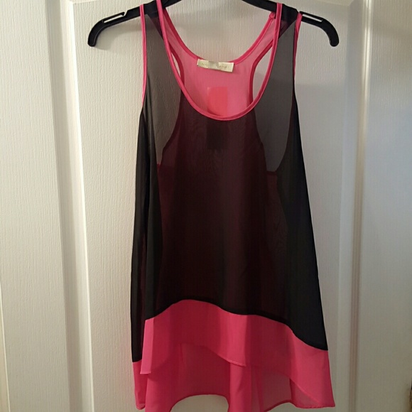 Black and pink dress tank top