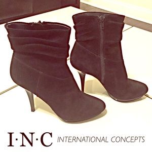 🆕 INC Black Suede Booties with Heel