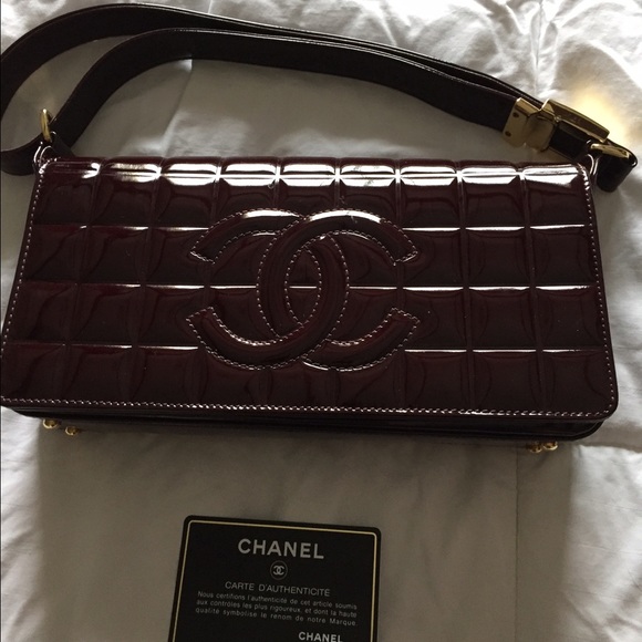 Chanel patent leather burgundy bag!