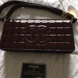 Chanel patent leather burgundy bag!