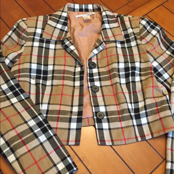 Nova check (like Burberry plaid) lined crop jacket