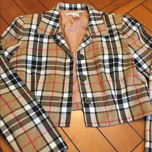 Nova check (like Burberry plaid) lined crop jacket