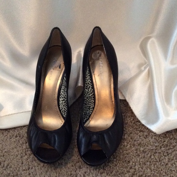 Black Peep Toe Wedges