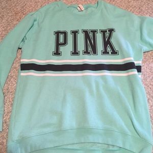 Super cute aqua colored PINK sweatshirt