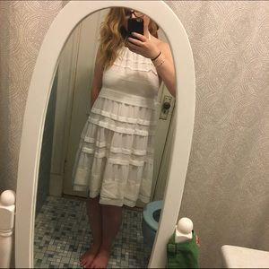 White H&M low back halter dress