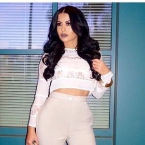 White lace crop top