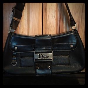 DIOR black leather shoulder bag/ purse