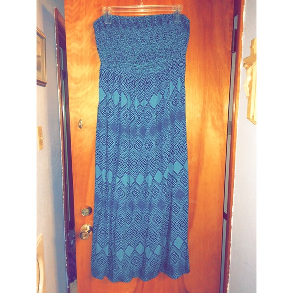 Blue aztec print maxi dress