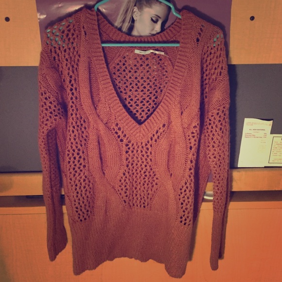 Urban outfitters warm coral pink Vneck sweater