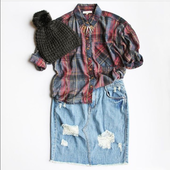 Distressed Jean Skirt