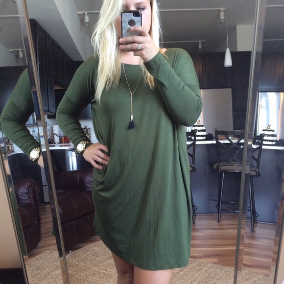 Olive Tshirt Dress - Picture 2 of 4