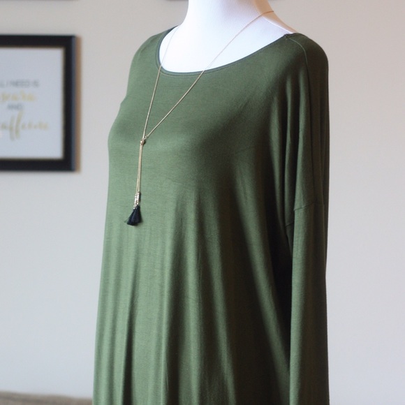 Olive Tshirt Dress - Picture 3 of 4