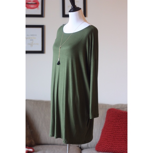 Olive Tshirt Dress - Picture 4 of 4