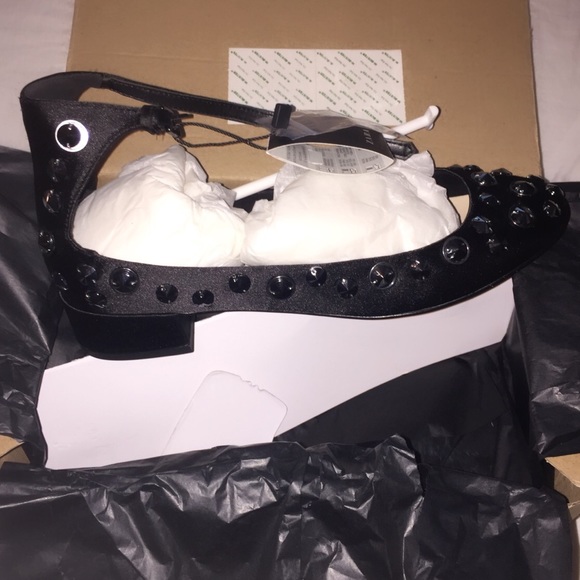 Zara flat studded ankle strap shoes Sz: 6.5/37