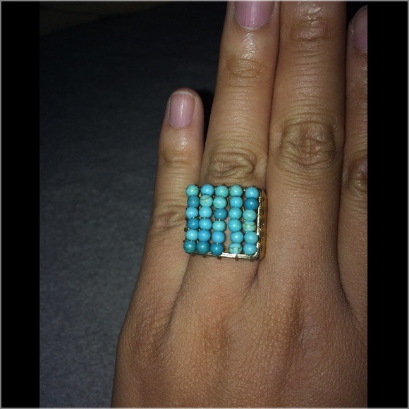 Turquoise beaded statement ring - Picture 4 of 4