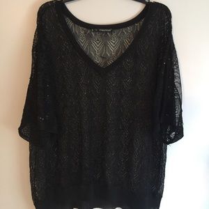 Maurice's Crochet Blouse with Mesh Inset on Sleeve