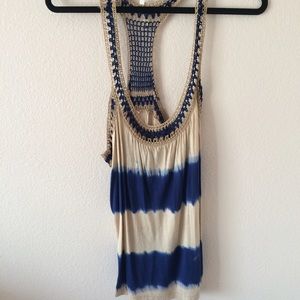 Willow & Clay Tie Dye Blue/Cream Racerback Tank