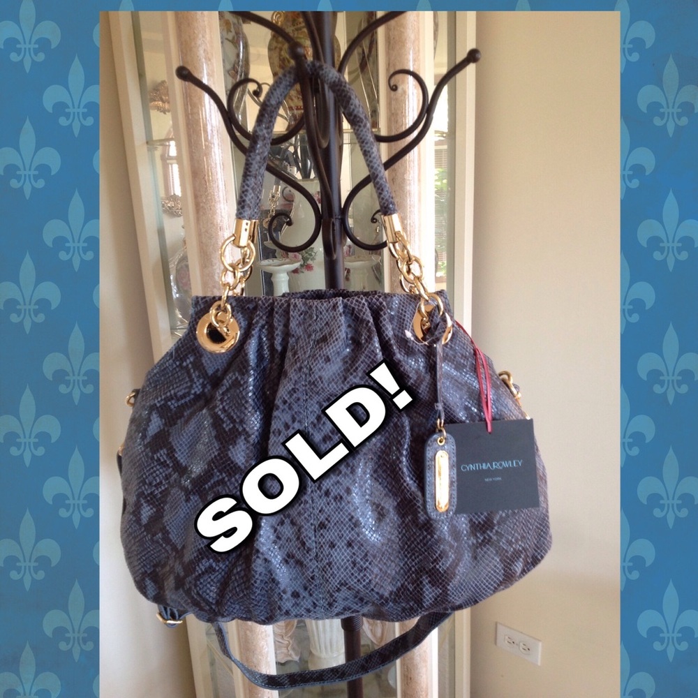 NWT CYNTHIA ROWLEY LTHR. SNAKESKIN PATTERNED HDBG
