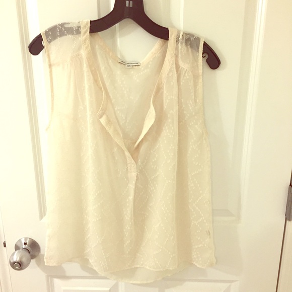American eagle cream sheer sleeveless top