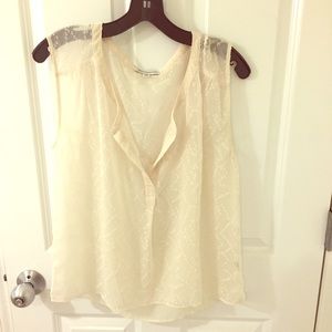 American eagle cream sheer sleeveless top