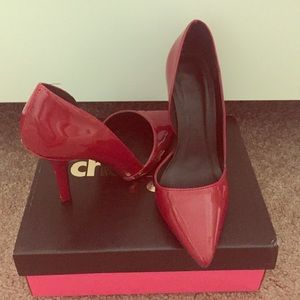 red patent leather heels