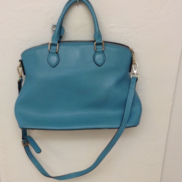 Robins egg blue leather handbag