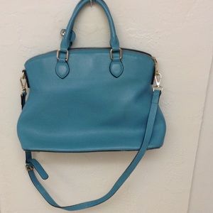 Robins egg blue leather handbag