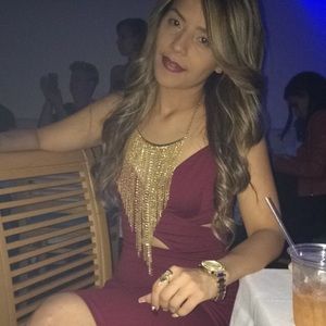 Only ware once. Burgundy dress