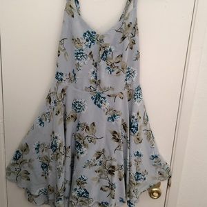 Flowy blue floral skater dress