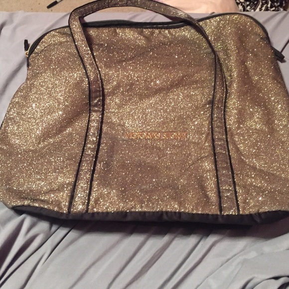 Victoria's Secret gold glitter tote