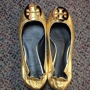 Gold Tory Burch Flats