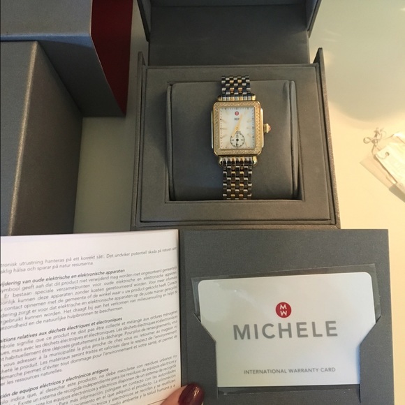 Michele Accessories - Two tone Michelle 16mm Deco watch with Diamonds
