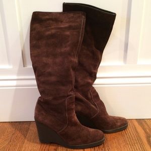 Calvin Klein suede pull on wedge slouchy boots