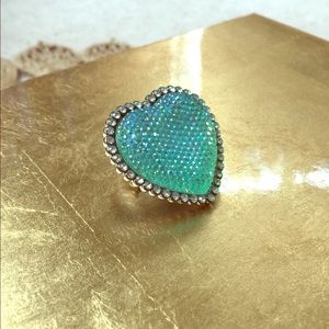 Sparkly costume heart ring OS