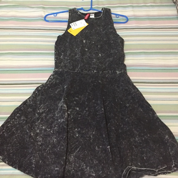 Denim wash black skater dress new