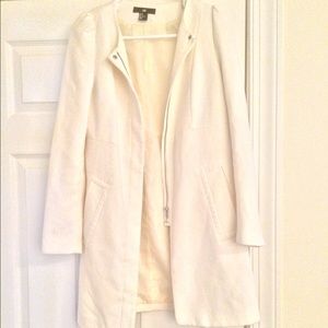 White Knee-Length Dress Coat!
