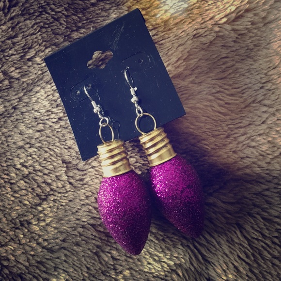 Purple Christmas bulb earrings handmade