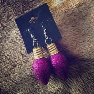 Purple Christmas bulb earrings handmade