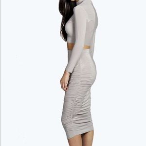 Suvi Rouched Sleeve Midi Skirt Co-Ord set