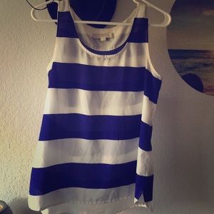 Blue and white striped tank top