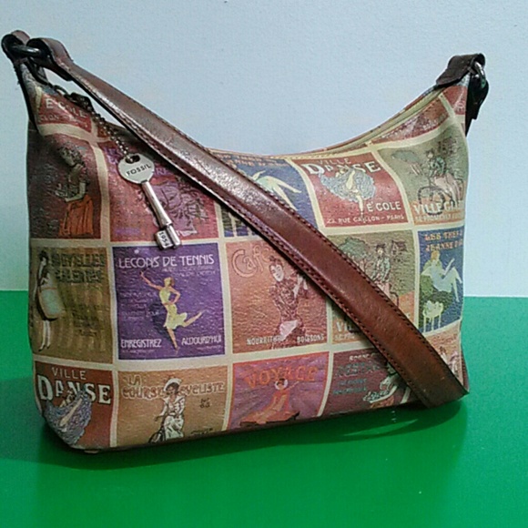 FOSSIL~Vtg" Logo Leather ShoulderBag 45082