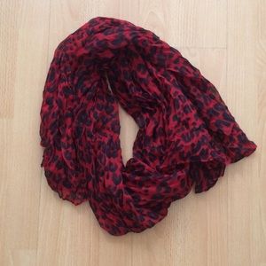 Red & Black Leopard Print Scarf