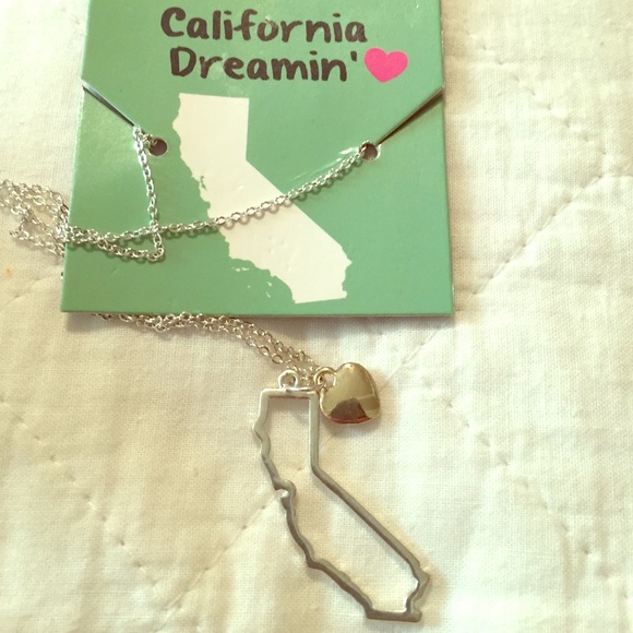 California State Outline Heart Necklace California State Outline Heart Necklace