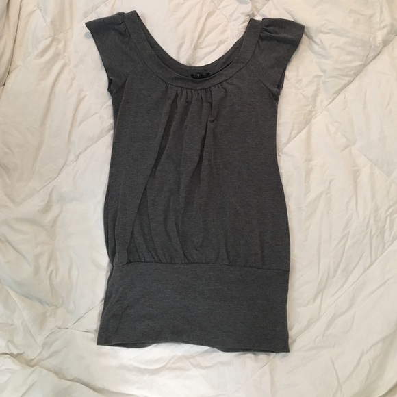 Gray Top with Flutter Sleeves. Dress it up or down