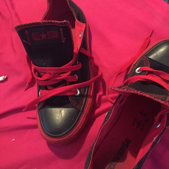 Black and red converse special addition
