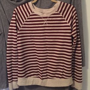 Maroon and beige striped sweater