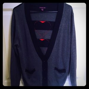 Material Girl Black/Grey Striped Cardigan