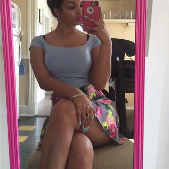 Grey floral skater skirt - Picture 3 of 4